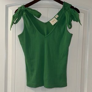 Maeve by Anthropology Green Tank Top with Bow Straps